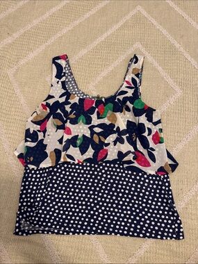 Meadow Rue Anthropologie Floral Polka Dot Layered Tank Top M